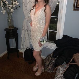 AshleyLauren cream cocktail dress